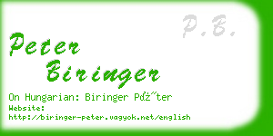 peter biringer business card